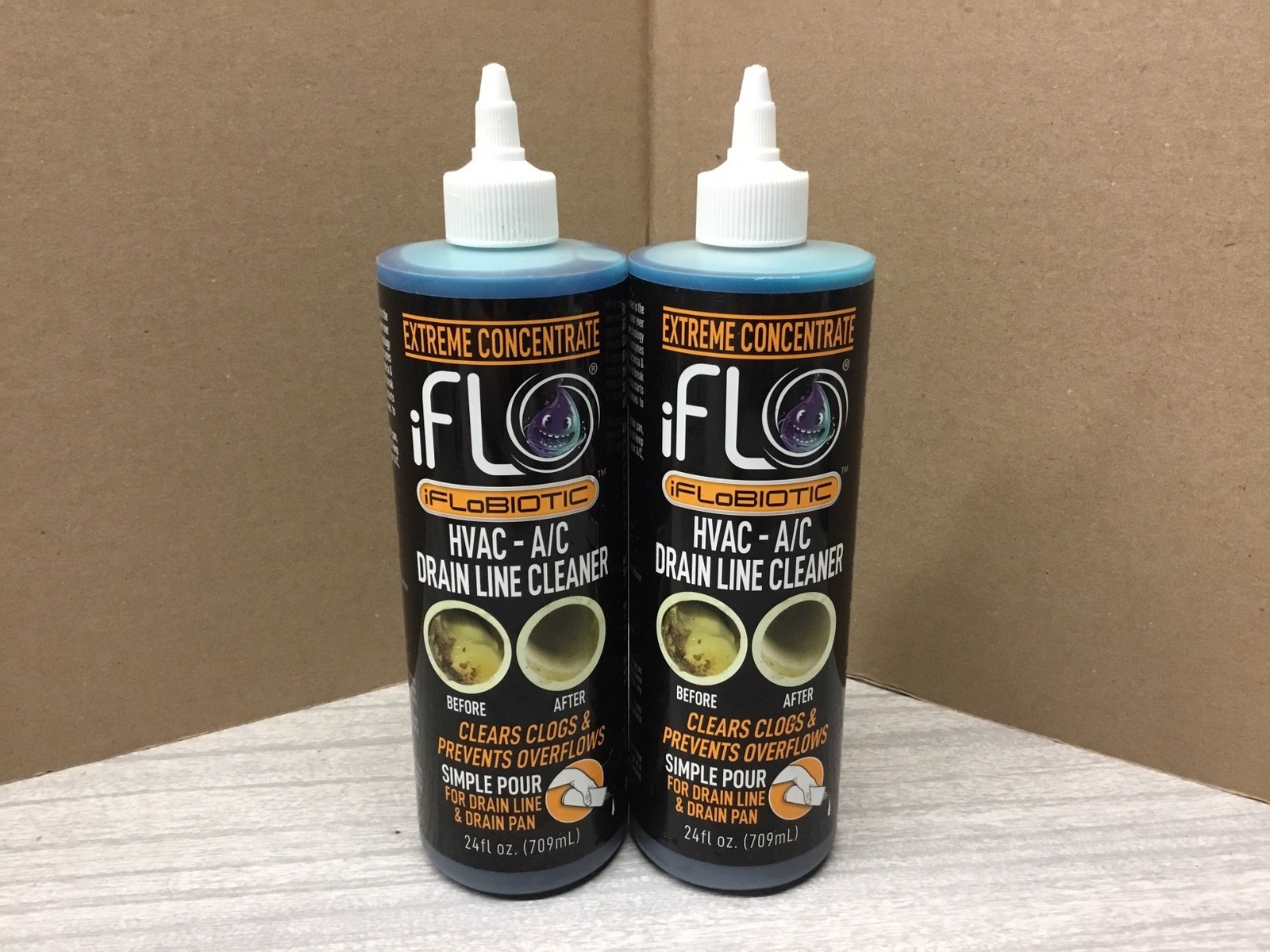 iFlobiotic Extreme Concentrate A/C Drain Line Cleaner 24Fl Oz Bottles- PACK Of 2