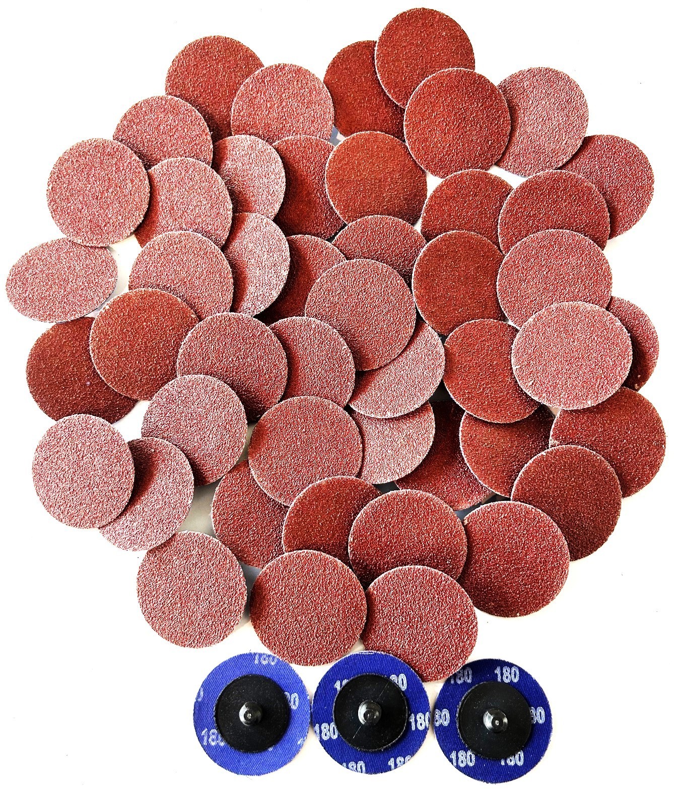 50 GOLIATH INDUSTRIAL 2″ ROLL LOCK TWIST ON QUICK CHANGE SANDING DISCS 180 GRIT