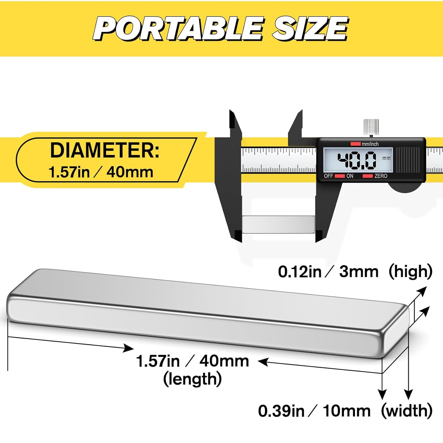 6 Pack Super Strong Bar Magnets Heavy Duty, Large Flat Magnetic Powerful Strips