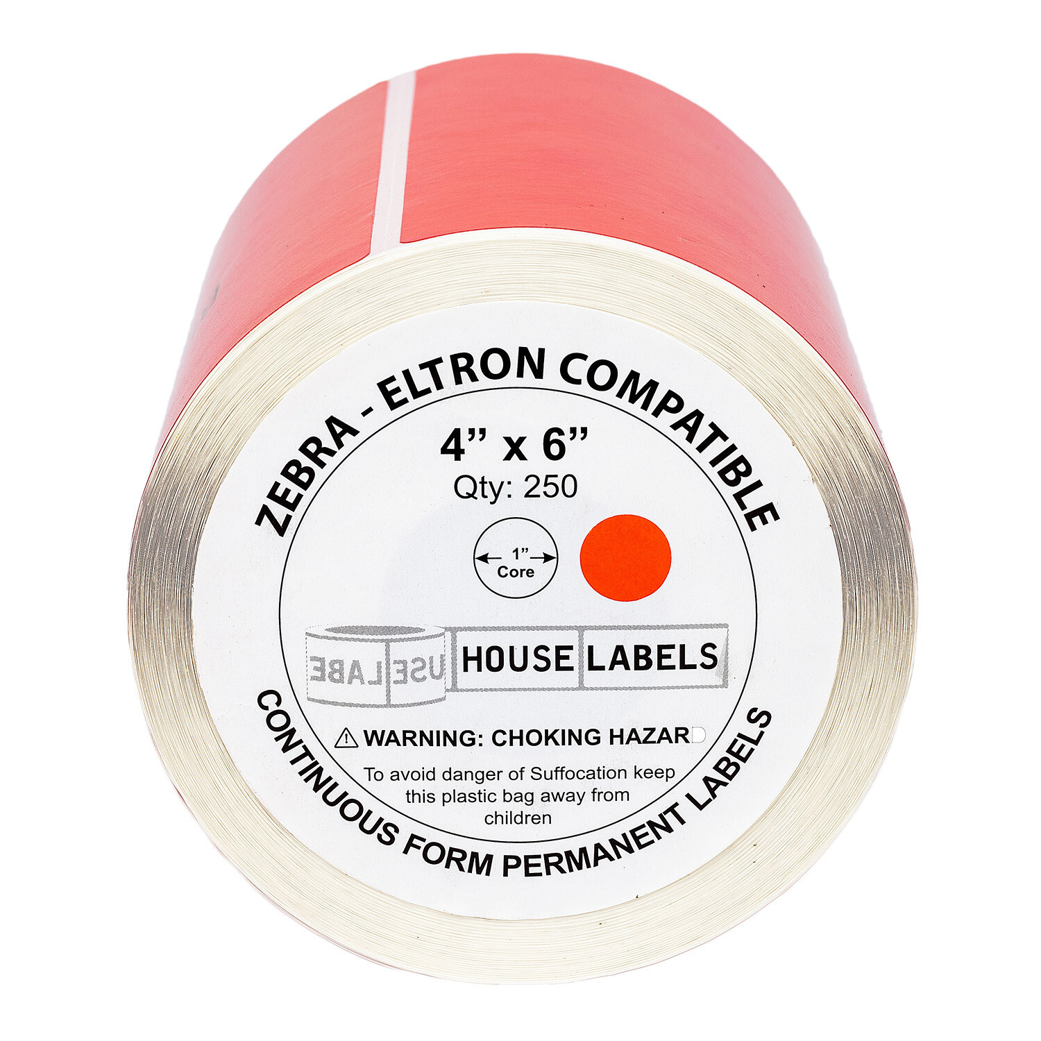ZEBRA 4×6 COLOR (4″ x 6″) RED Direct Thermal Labels – 1″ Core – (11) Rolls / 250