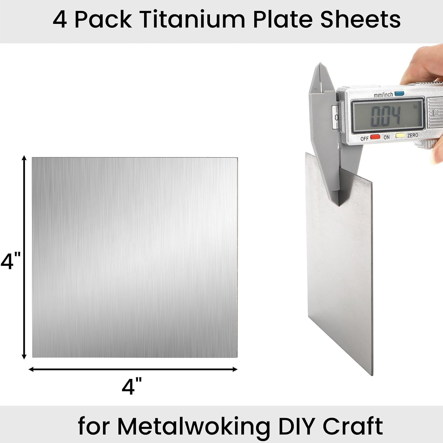 4 Pack Titanium Plate Sheets, 4″ X 4” X 0.04″ Titanium Metal Sheet, 1Mm