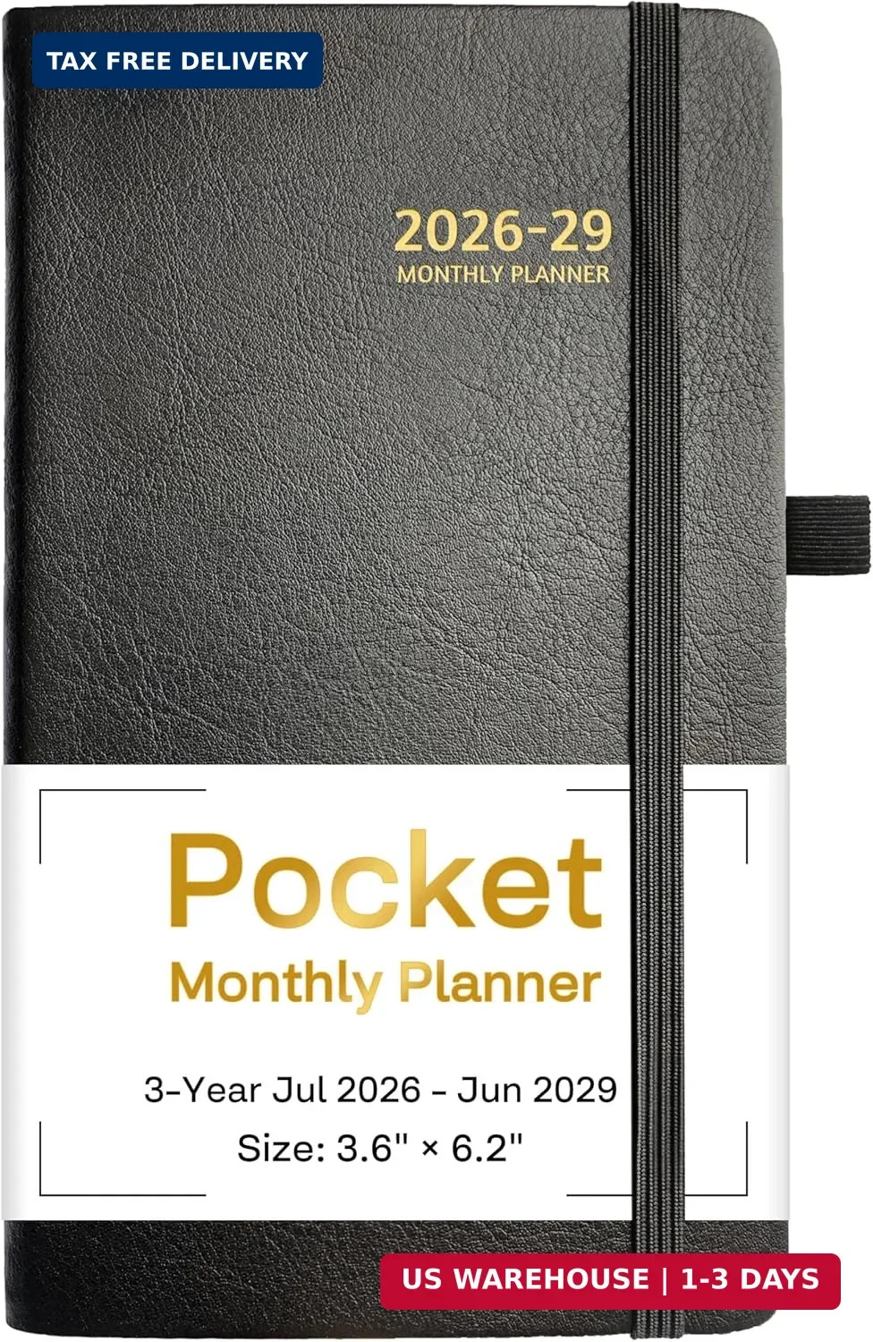 2026-2029 Pocket Monthly Planner, 3 Year Calendar 2026-2029, 6.2” x 3.6” x 0.6