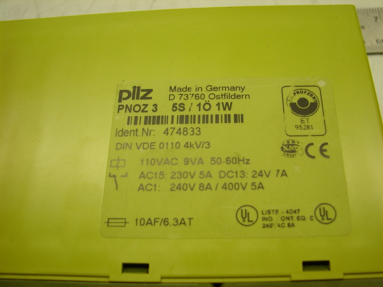 PILZ 474833 PNOZ3 5S 10 1W 110VAC 9VA 50-60HZ SAFETY RELAY ***XLNT***