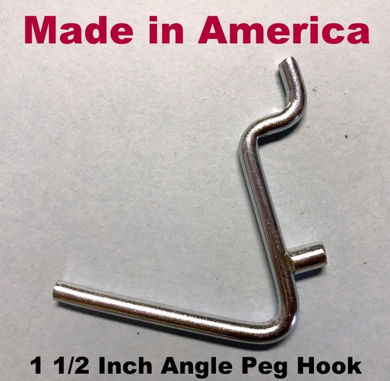 (50 PACK) Angle 1 1/2″ Metal Peg Garage Hanger Hooks. 1/8 to 1/4 Inch Pegboard