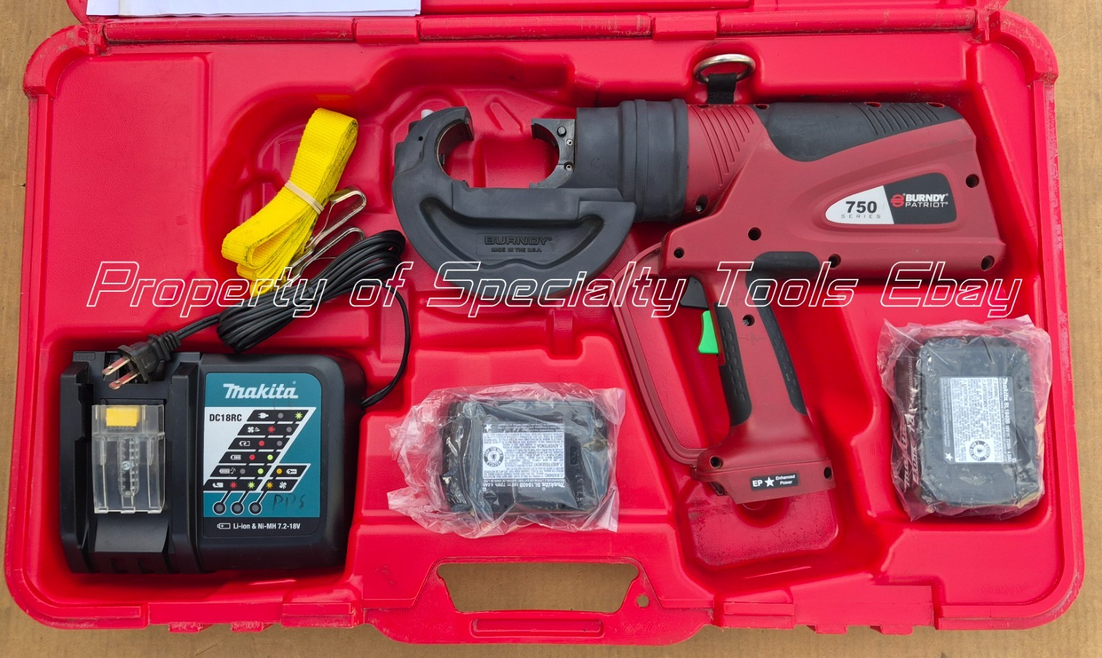 Burndy PAT750LI Hydraulic 12 ton battery rubber head crimper crimping tool
