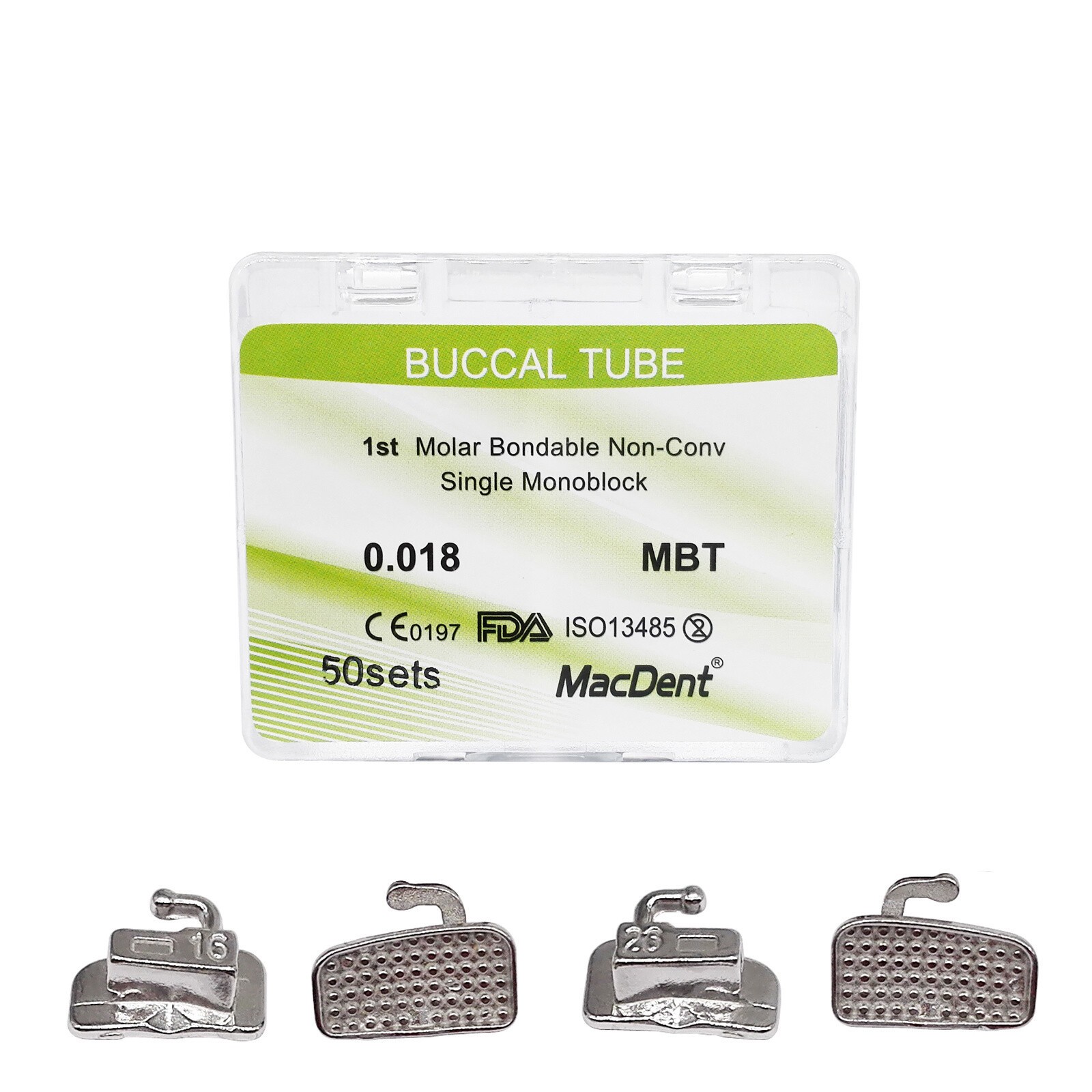 MacDent Dental Orthodontic Buccal Tubes 1st 2nd Molar Tube Roth MBT 022 Bondable