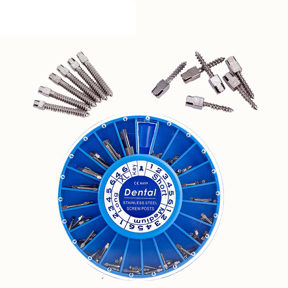 120Pcs Dental Root Canal Screw Posts Refill 24k Gold Plated Conical Screw Kits