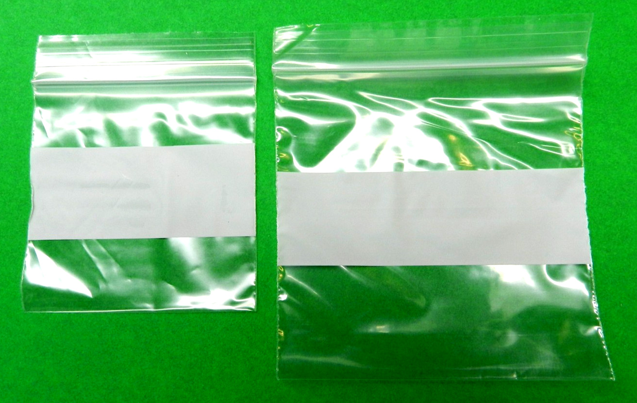 200 White Block Zip Seal Lock Bags Square 2mil Plastic 100 @ 3″x3″ & 4″x4″ Bags