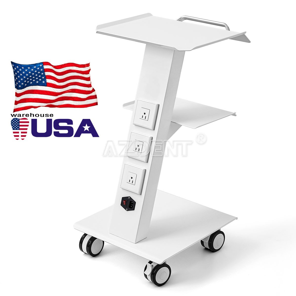 AZDENT Dental Mobile Cabinet Cart Acrylic with Drawers/3-Layer Trolley Cart