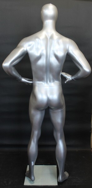 New! 6 ft 3 in H Matte Silver Male Egg Head Mannequin Muscular Body Form SFM62ES