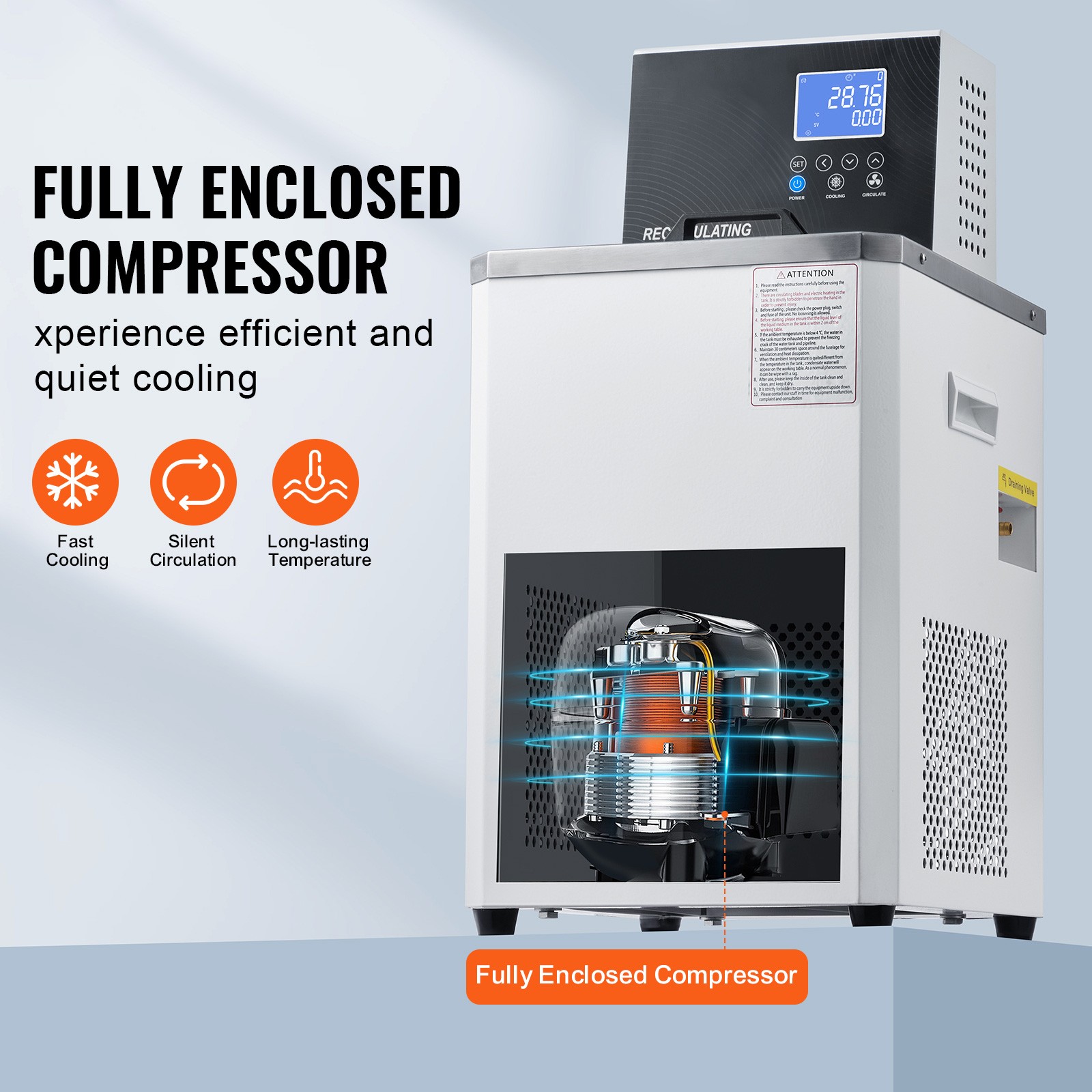 Uimoso 6L Laboratory Recirculating Chiller with Temperature Range 23°F-212°F