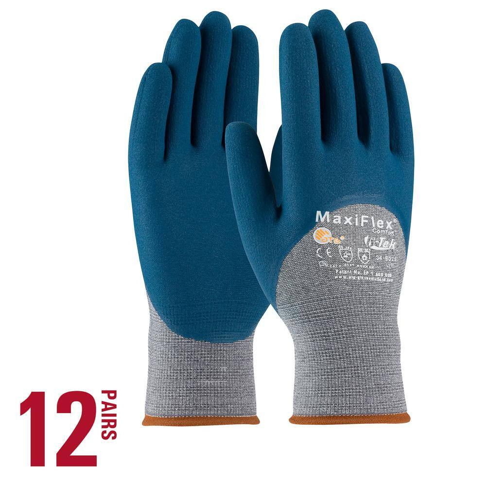 Maxiflex Comfort Unisex Medium Blue/Gray Nitrile Coated Nylon Multi-Purpose Glov