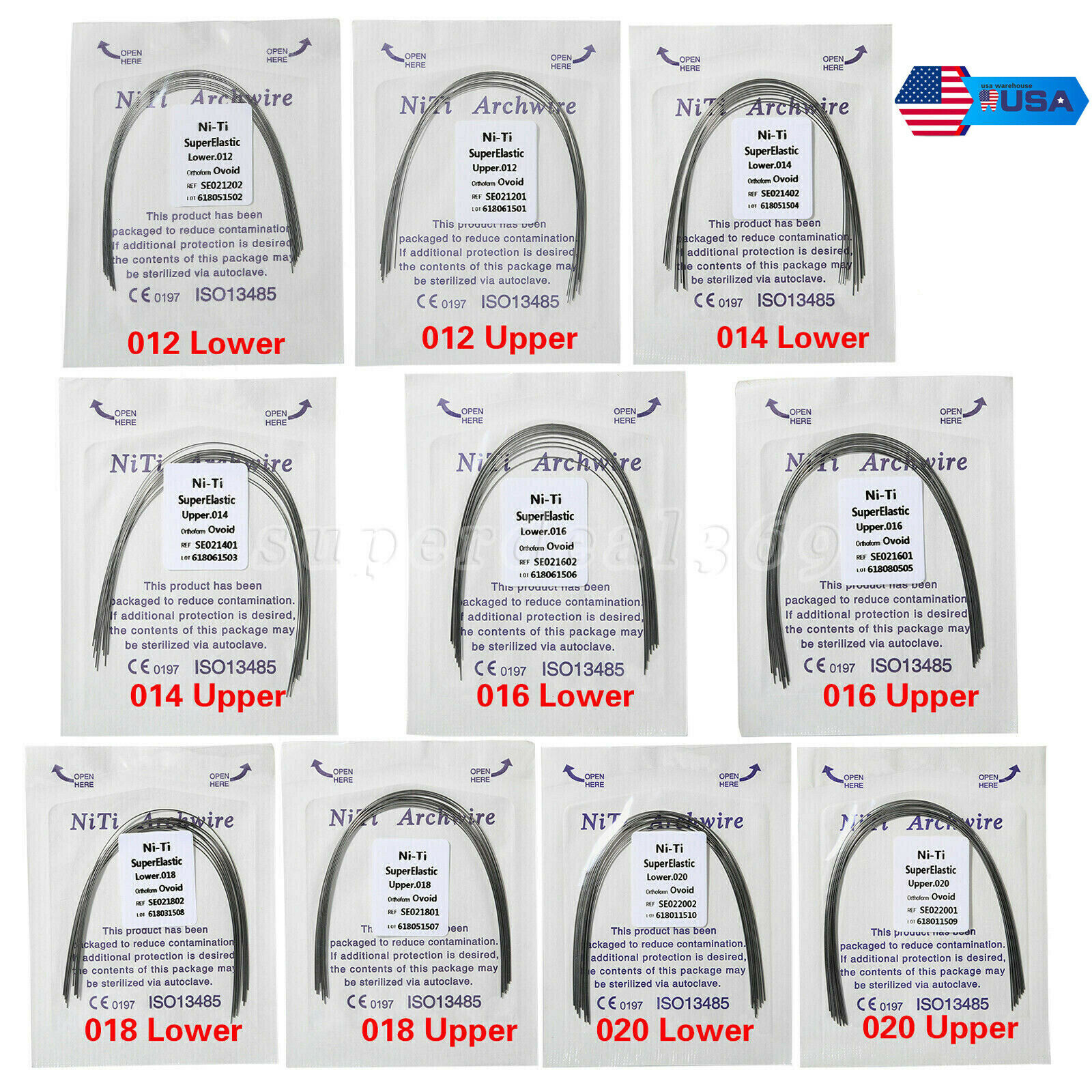 10pcs/pk Dental Orthodontic Niti Arch Wire Round Ovoid Form all size option st