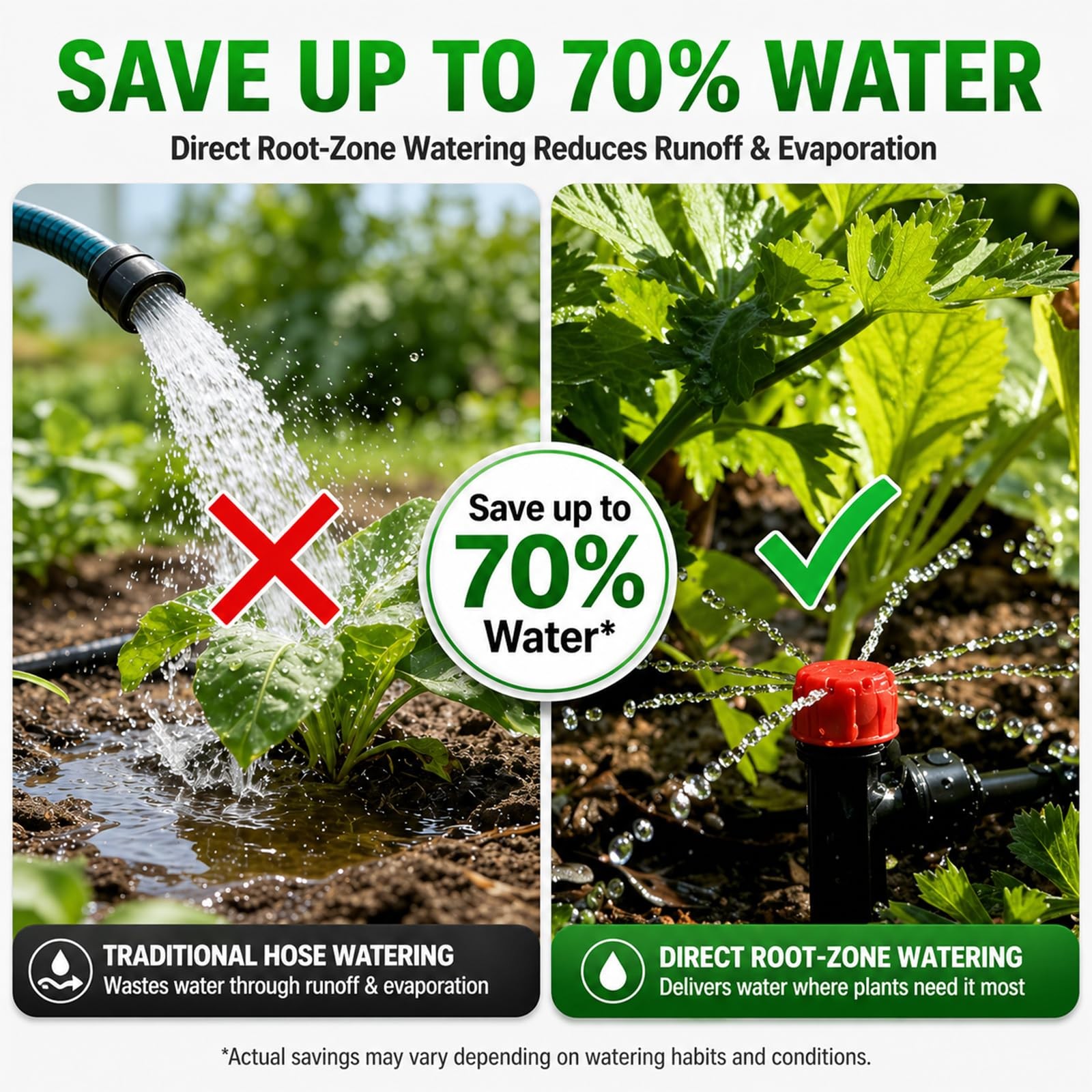 230FT Drip Irrigation System Kit, Quick Push-To-Connect Garden Watering System w