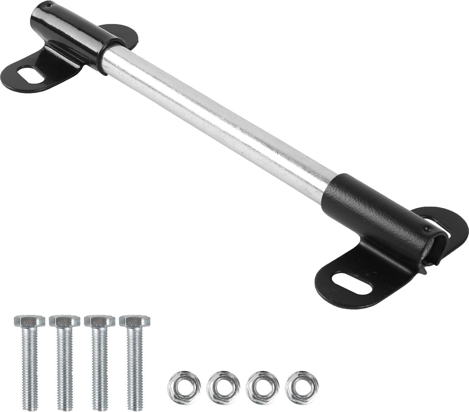 (1 Set) Heavy-Duty Wheelbarrow Axle 10 x 0.63” Axle+Brackets, Black,Silver