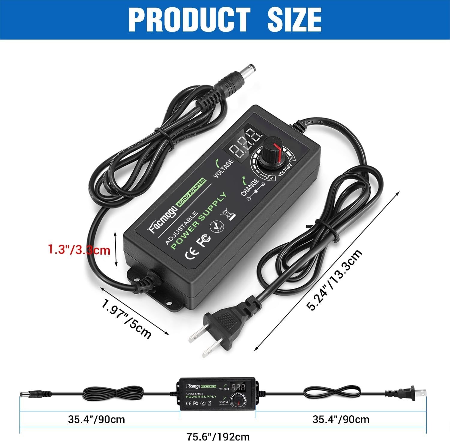 3V-12V 5A 60W Adjustable Power Supply with LED Display, Variable DC 3V 5V 6V …