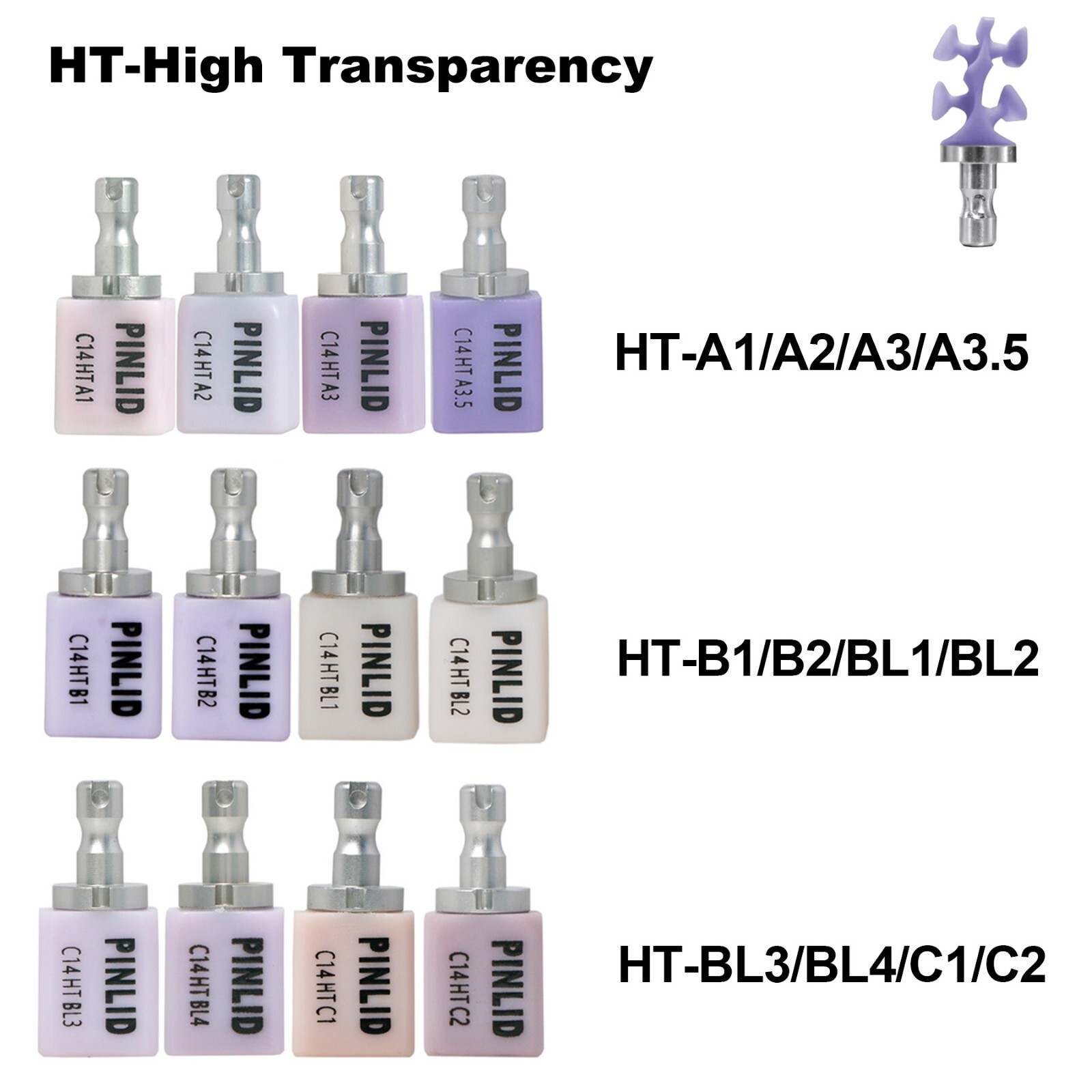 US C14 HT/LT Glass Ceramic Blocks Lithium Disilicate CAD/CAM Cerec Block 5Pcs