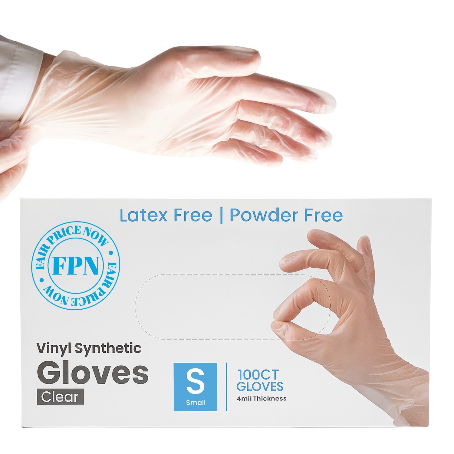 Vinyl Disposable Gloves Powder Free Latex Free Clear Size S, M , L , XL – FPN