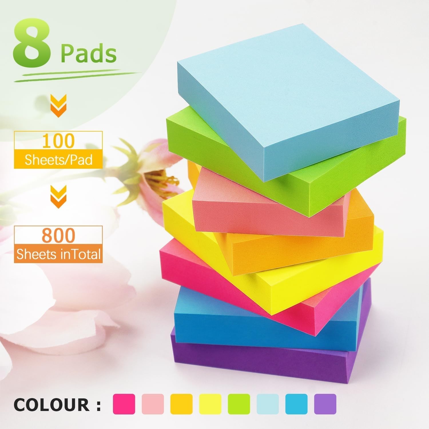 Sticky Notes 1.5×2 Inch Bright Colors – 8 Pads, Perfect for Organizing Ideas