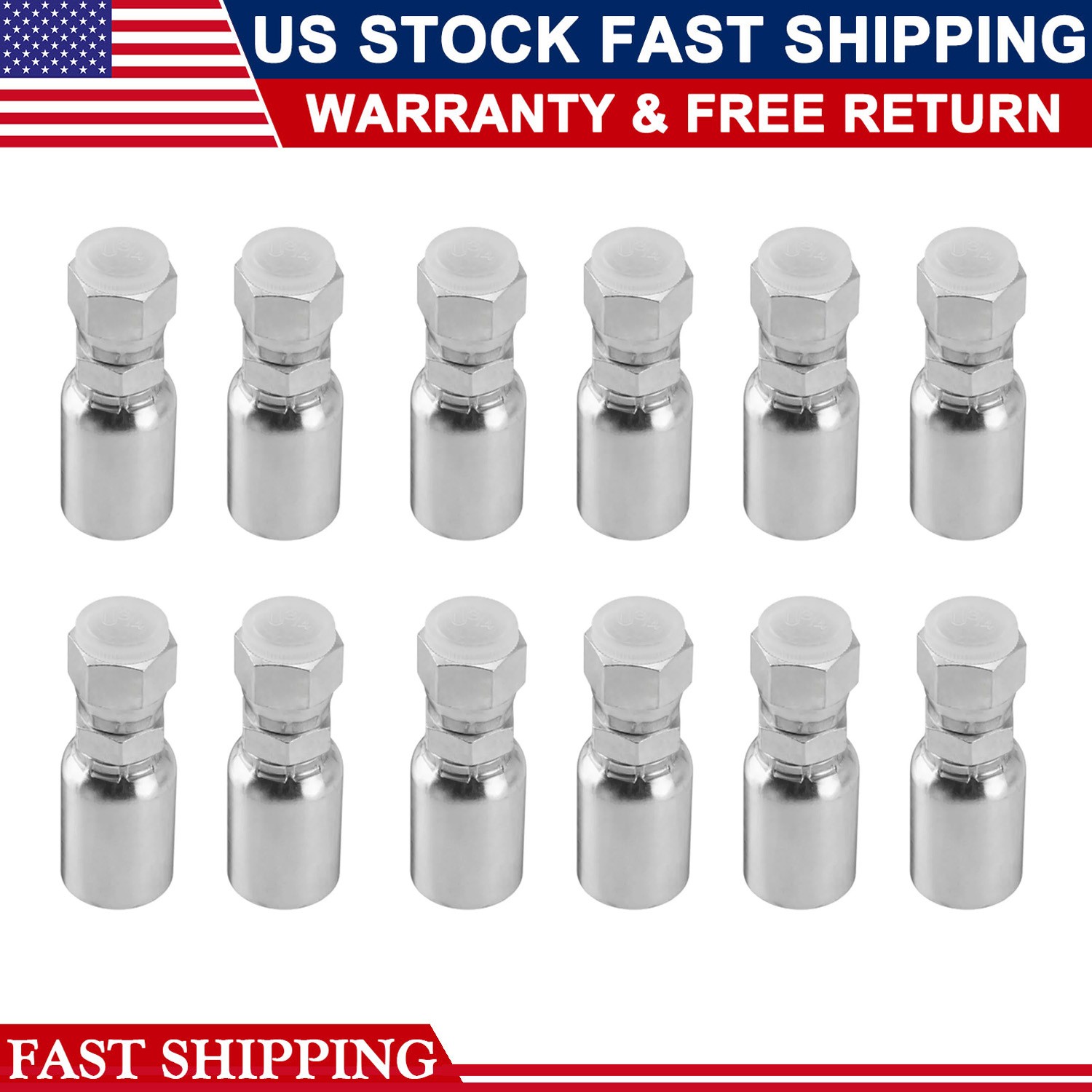 12pcs 3/8″ Hose x 3/8″ JIC 37° Female Hydraulic Hose End Swivel Crimp Fittings