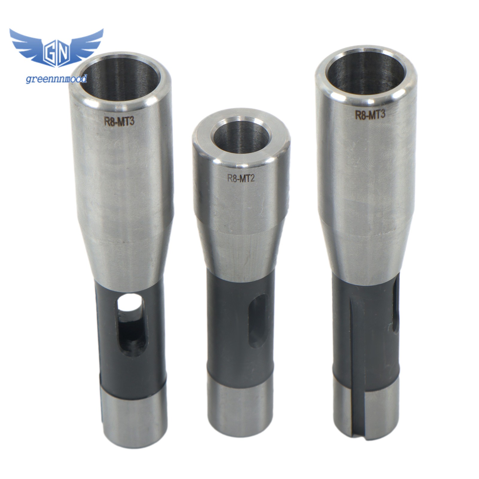 Versatile 3 Piece Set Contains R8 Shank to Morse Taper #’s 1-3 (MT1, MT2, & MT3)