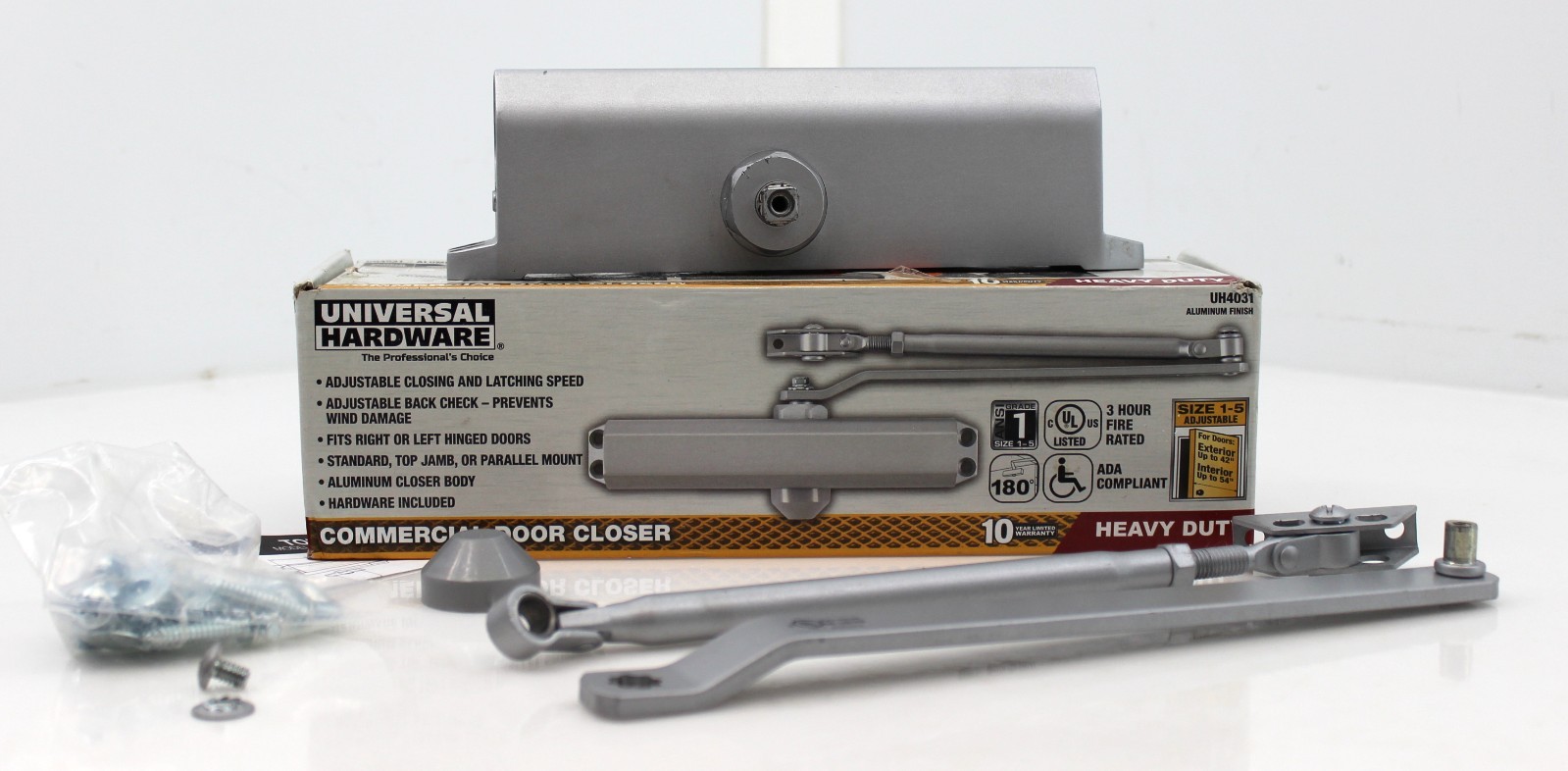 Universal Hardware UH4031 Commercial Door Closer Size 1-5 Adjustable UL ADA