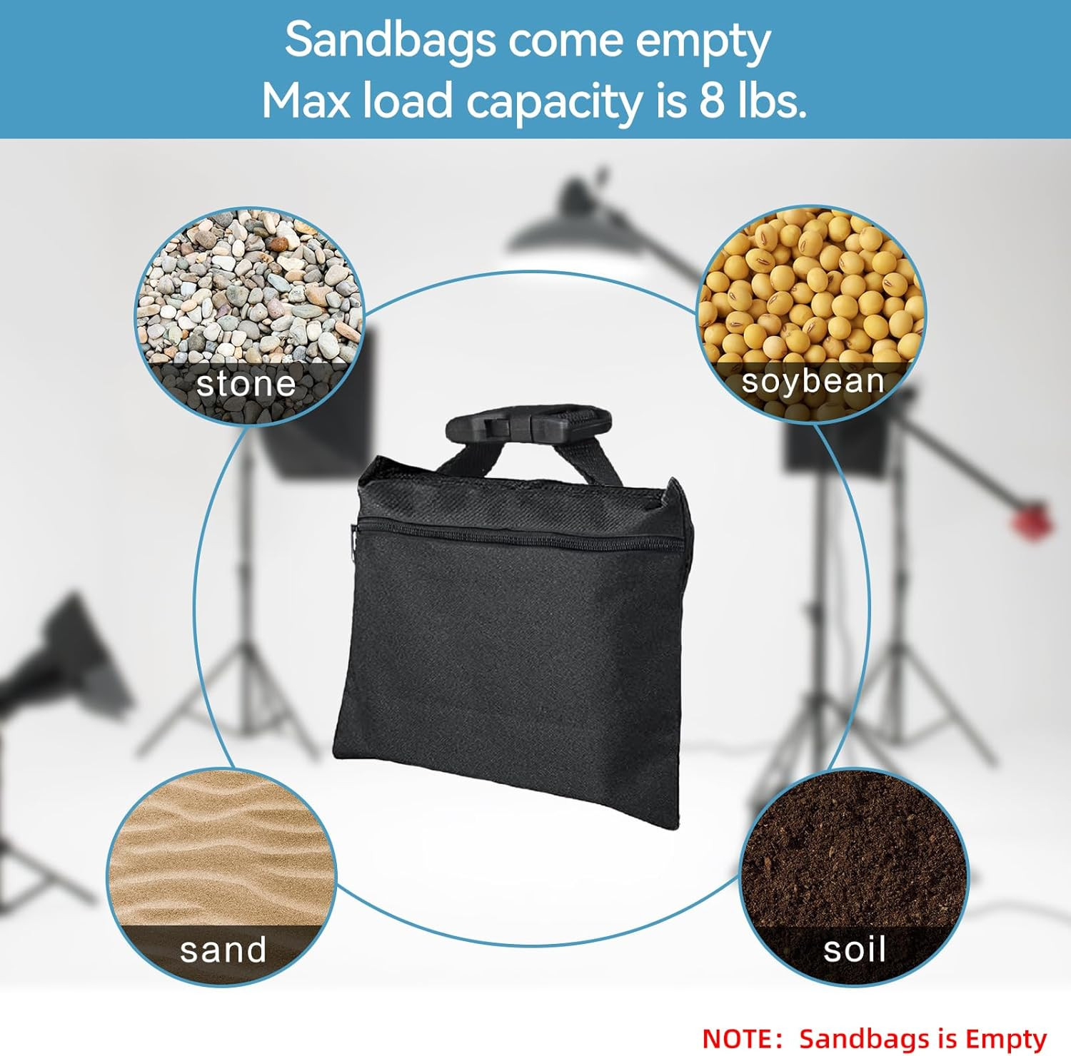 2 Packs Sandbags, Heavy Duty Sand Bags, Sand Bags Heavy Duty with Zipper and Buc