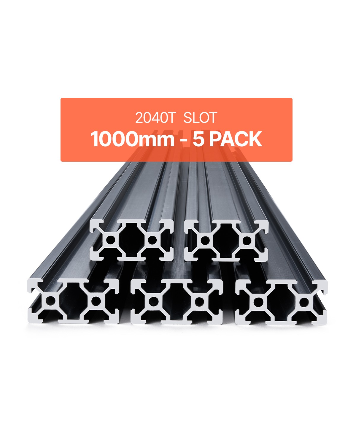 VEVOR 5PCS 39.4 in (1000 mm) T Slot 2040 Aluminum Extrusion Anodized Linear Rail
