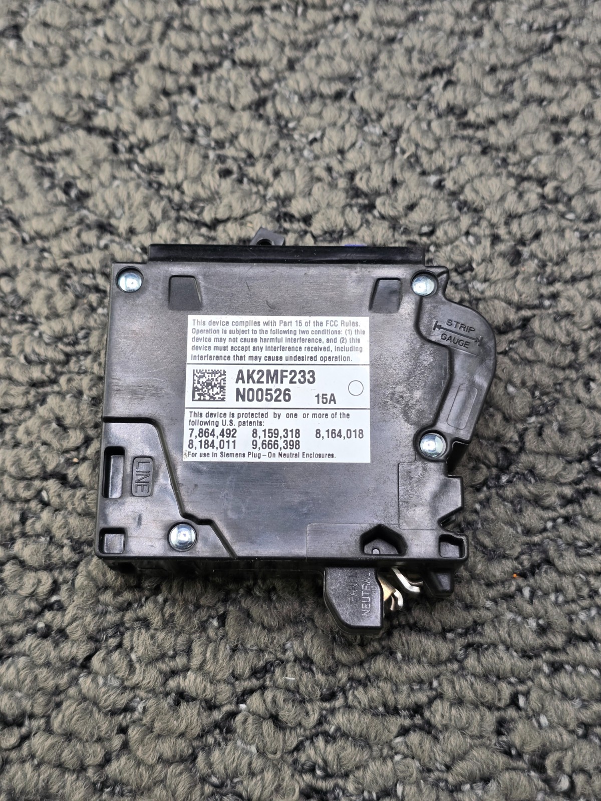SIEMENS QA115AFCN: ARC FAULT CIRCUIT BREAKER TYPE AFCI 15 AMP 1 POLE