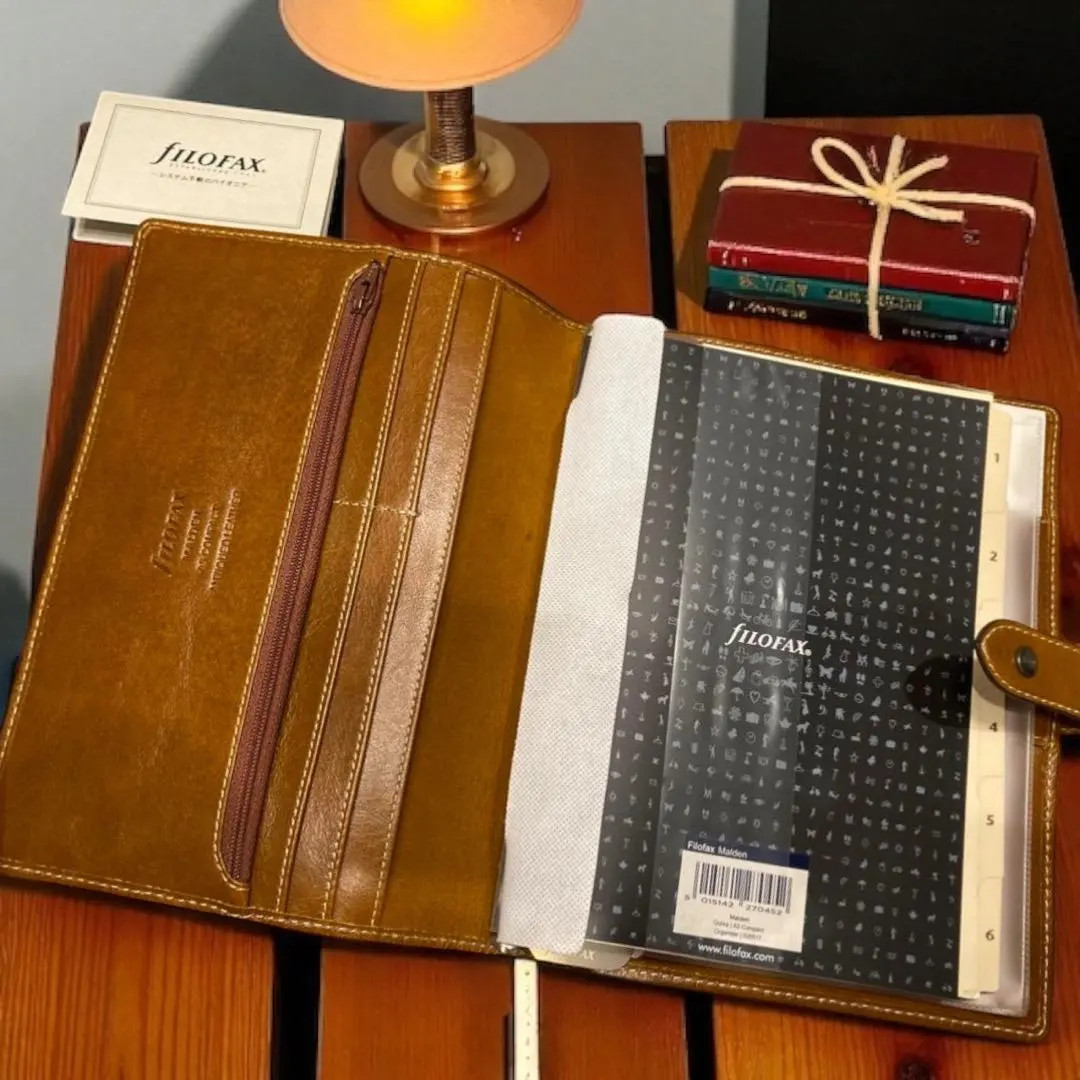 Filofax Malden A5 Organizer Ochre Brown Ring Binder Planner New Japan