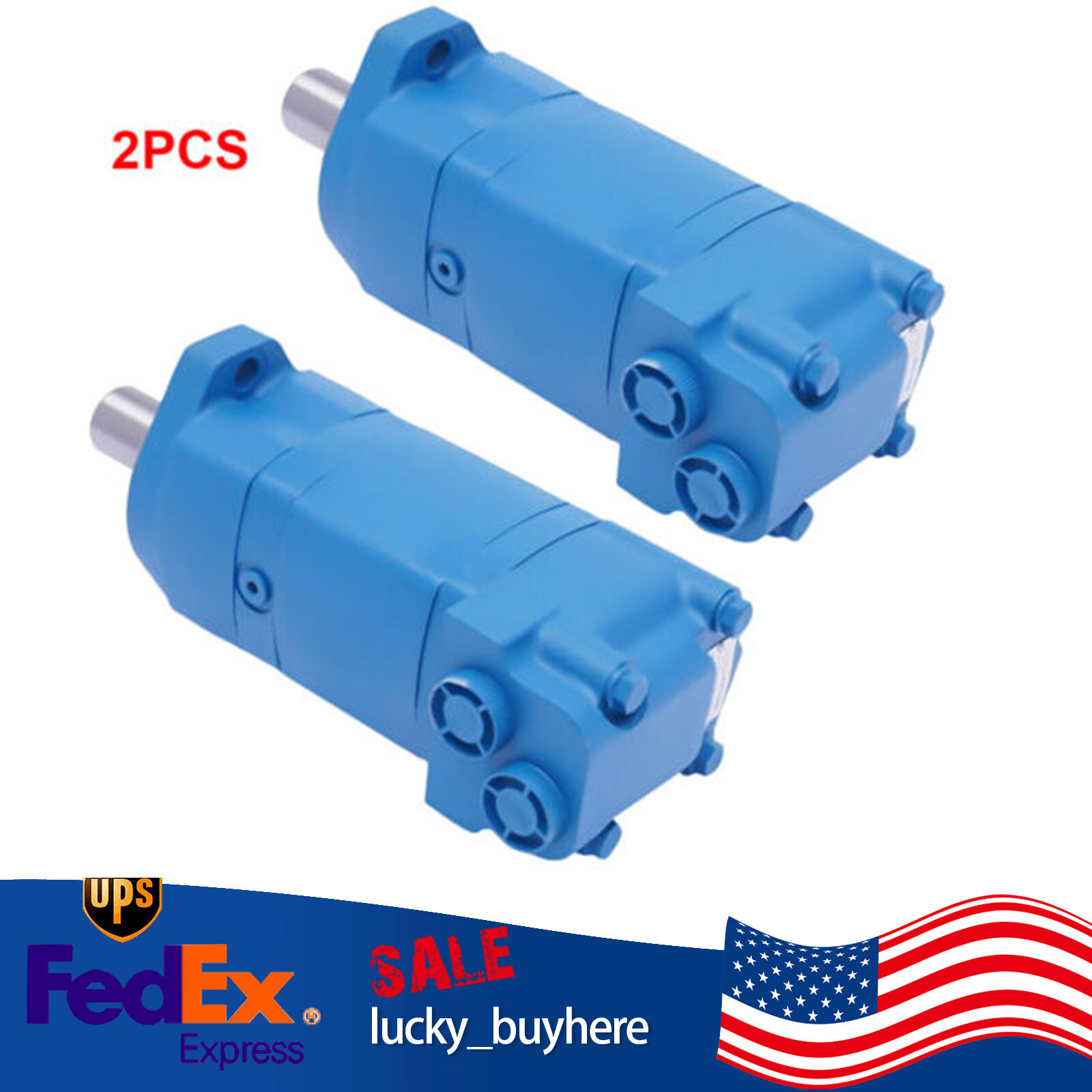 2PCS 2 Bolt Hydraulic Motor 1-1/4″ Straight Key Shaft For Char-Lynn Eaton 2000