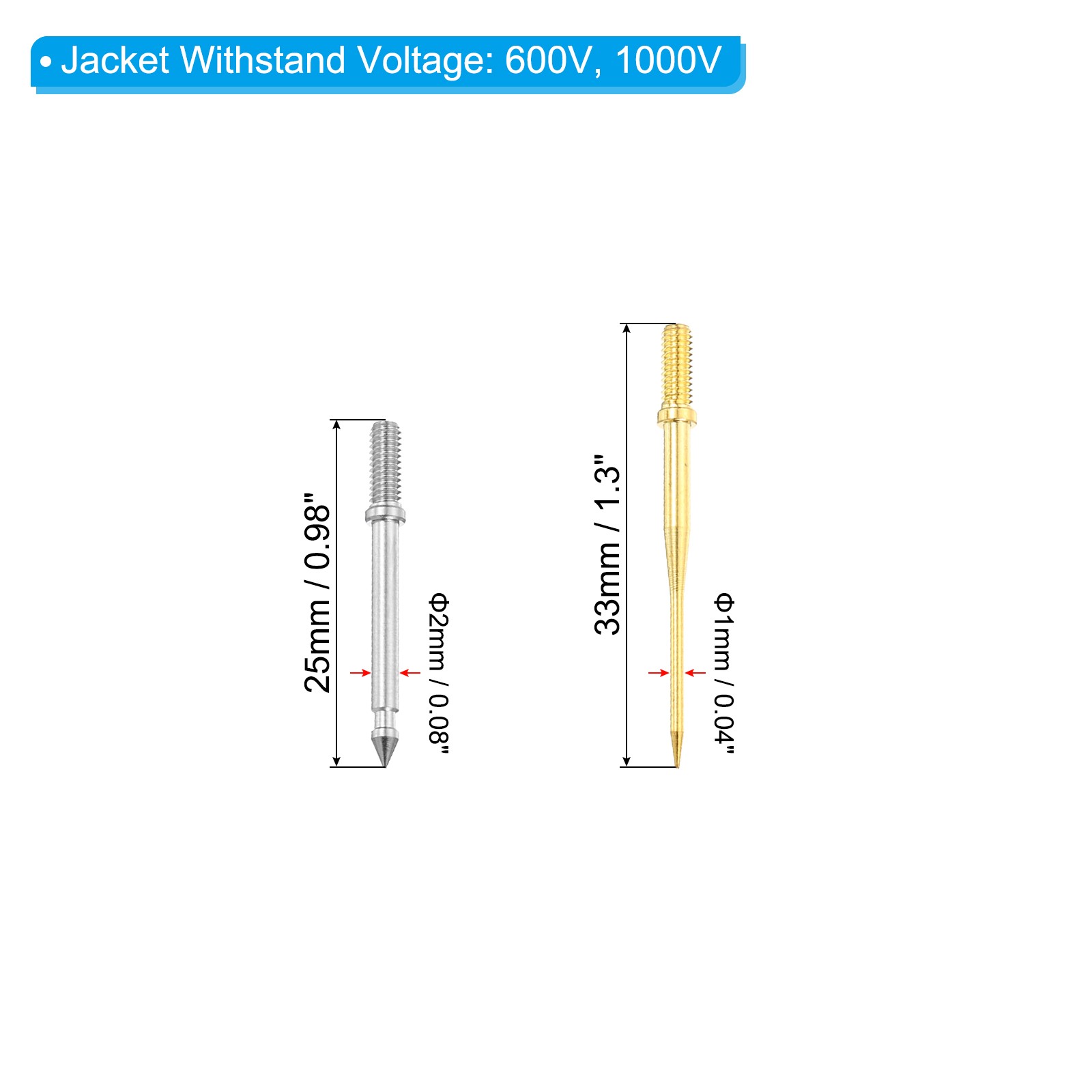 Test Probe Pin Set 2 Set Copper Multimeter Test Probe Tip Needle Multicolor