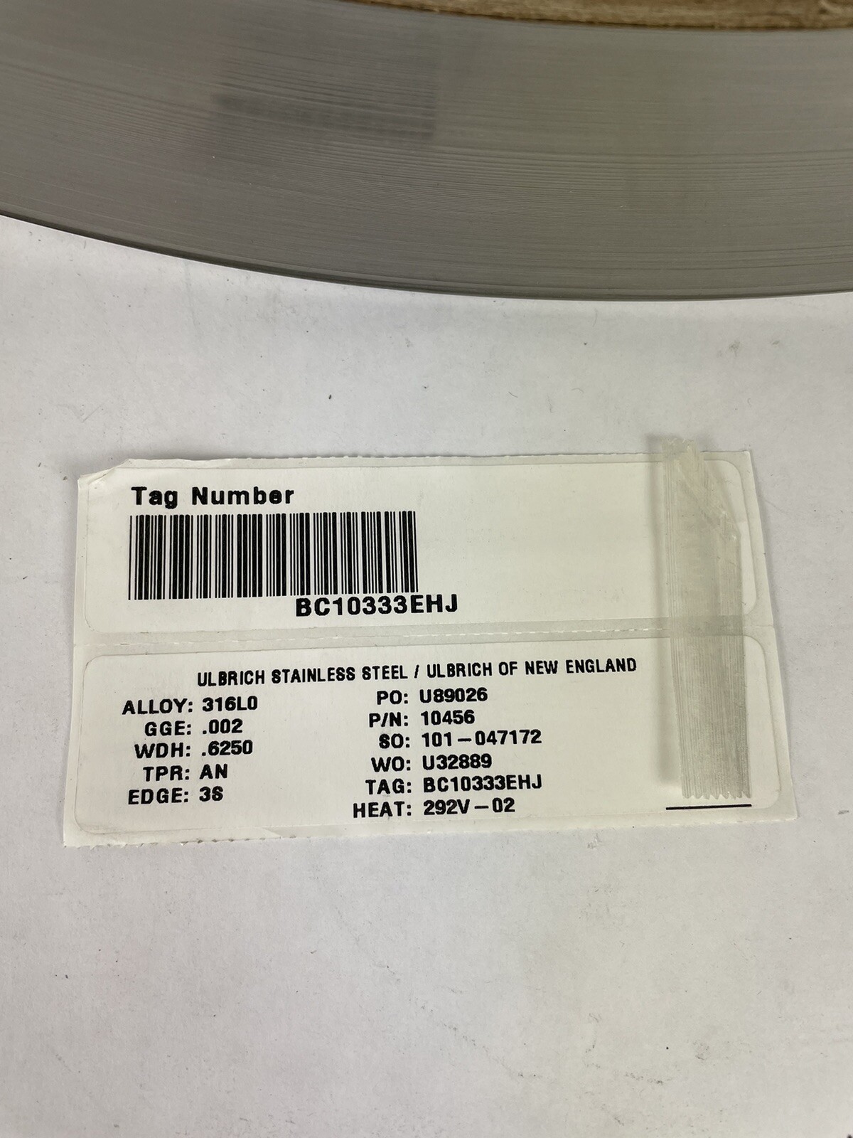 ULBRICH STAINLESS STEEL 316 LO GAUGE: .002″ X W 0.6250″ ANNEALED HEAT 292v-02