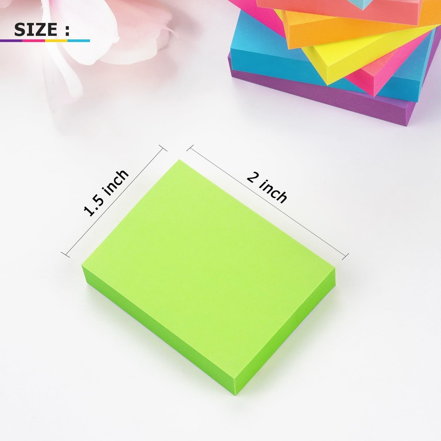Sticky Notes 1.5×2 Inch Bright Colors – 8 Pads, Perfect for Organizing Ideas