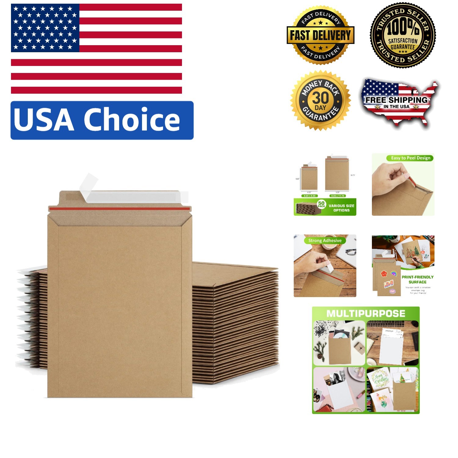 Reliable 50-Pack of 9×12 Self-Seal Photo Envelopes – Ideal for Secure Shipping