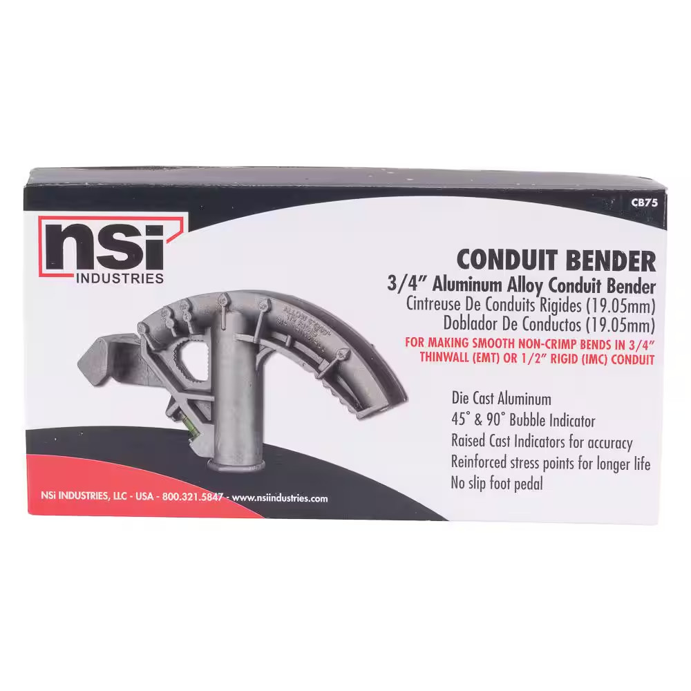 Conduit Bender for 3/4 In. EMT or 1/2 In. Rigid, Grey