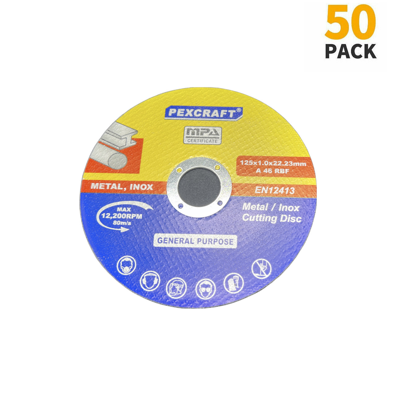 50 Pack 5″ Cut Off Wheel 125 x 1 x 22mm Metal & Stainless Steel Cutting Disc
