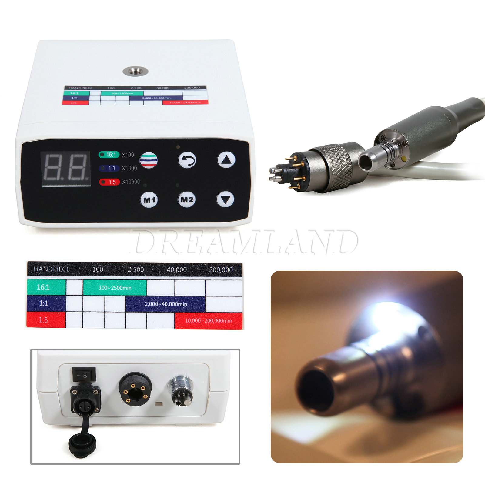Yabangbang Dental Electric Motor LED Handpiece 1:1 1:5 Contra Angle High Speed