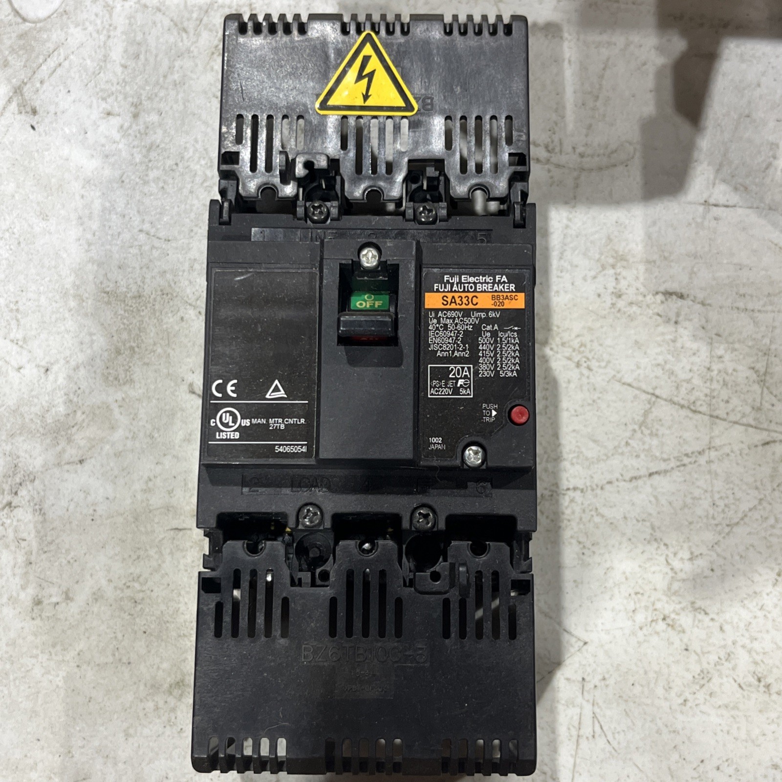 🔥FUJI ELECTRIC SA33C 20A 220VAC Breaker, LOT(2) Used Free Shipping 🇺🇸