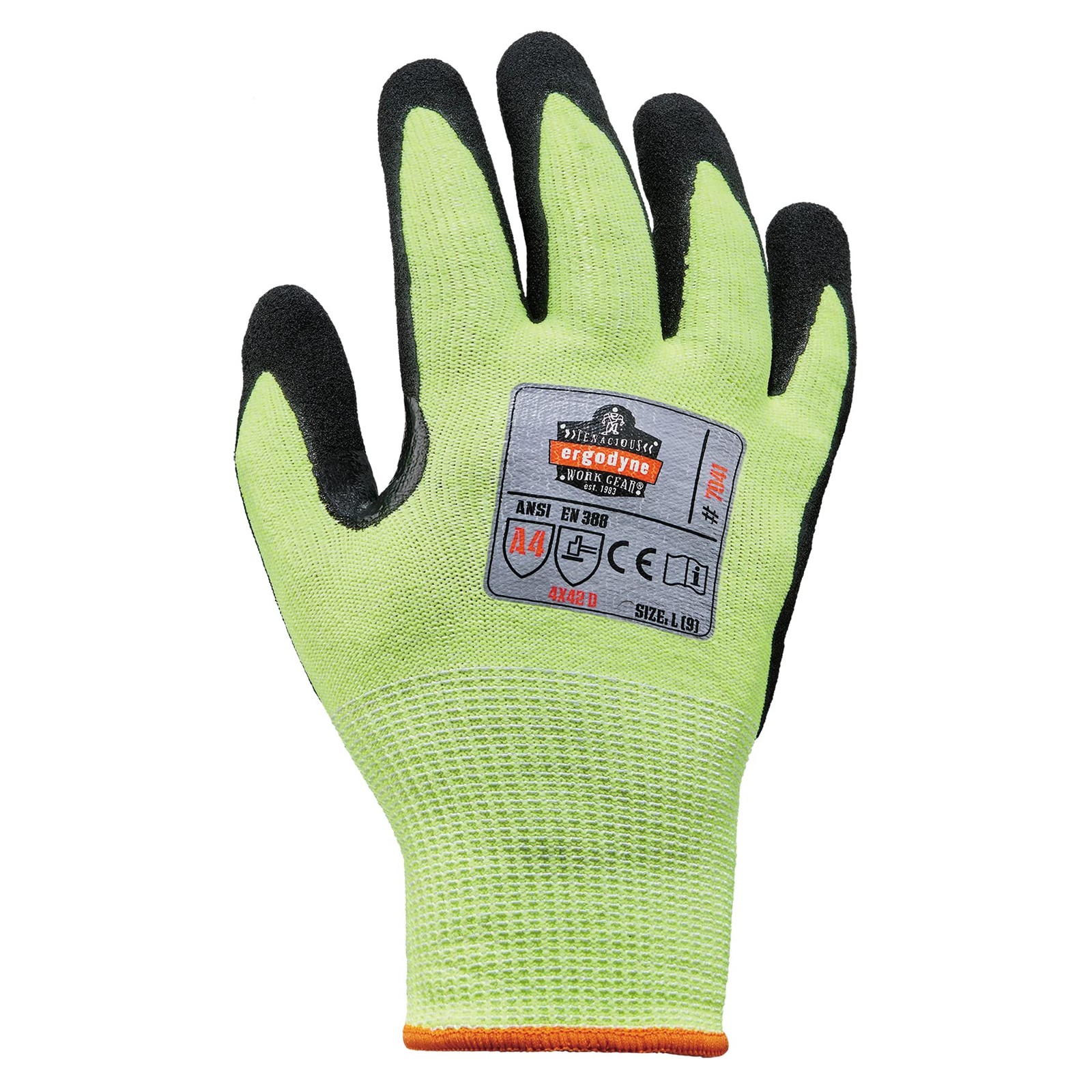 unisex adult Nitrile-coated ANSI A4 Nitrile Coated CR Gloves, Lime, Medium US