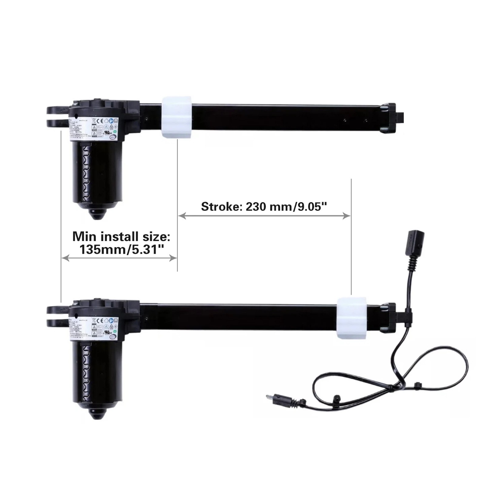 Limoss 452599 Motor Linear Actuator Model MD142-31-L1-135-230 for Recliner Chair