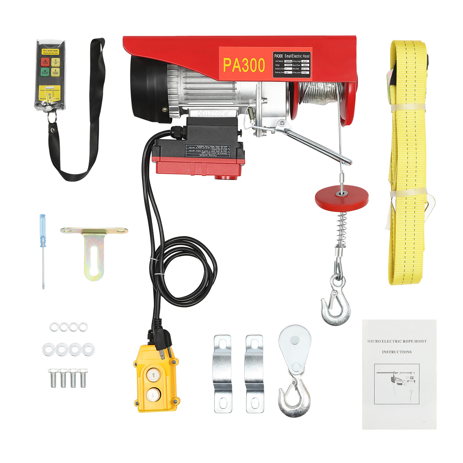 2-In-1 Electric Hoist Warehouses Single/Double Slings 660lbs Electric Lift Winch