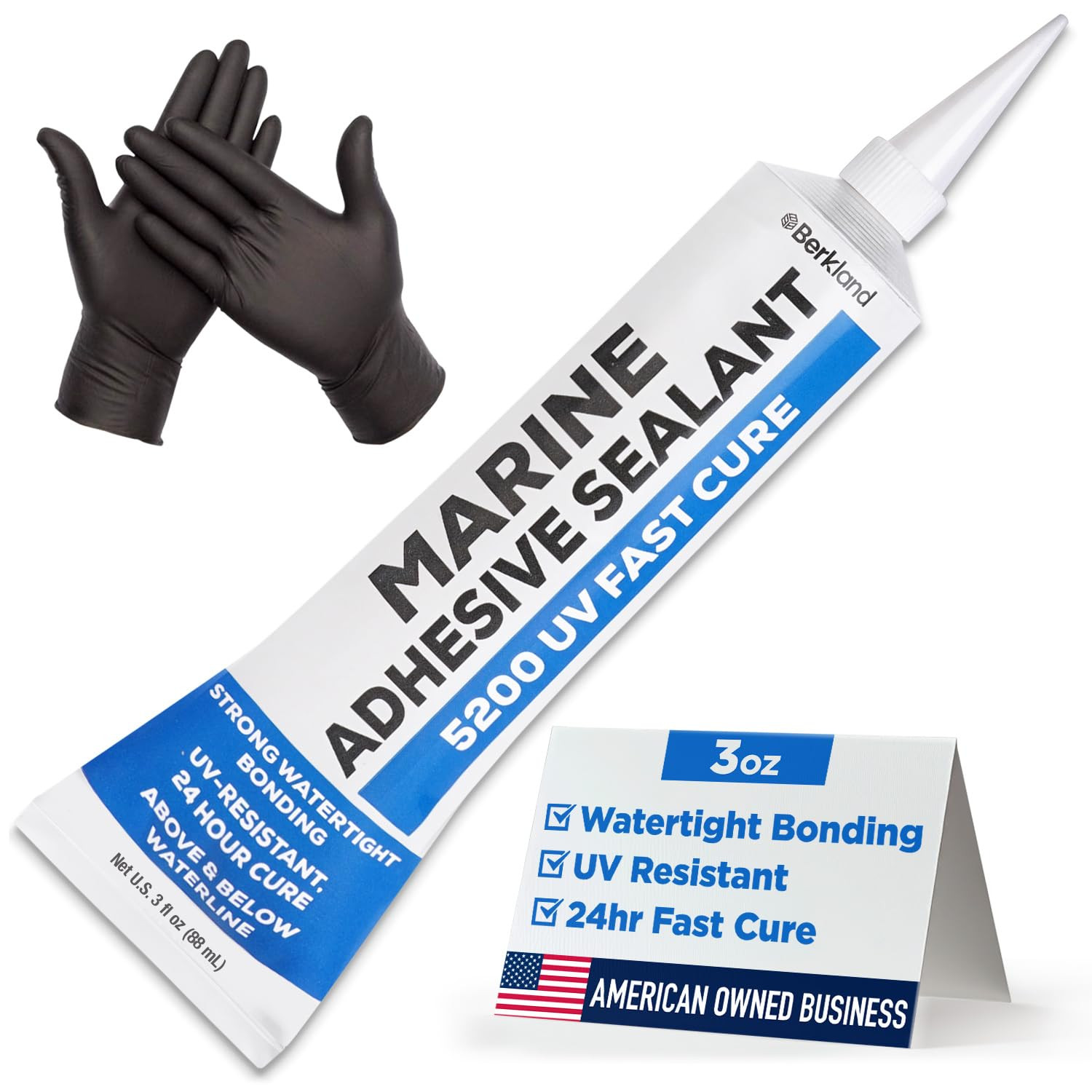 [3 Oz] Marine Adhesive Sealant 5200 Fast Cure, White — Permanent Watertight Bond