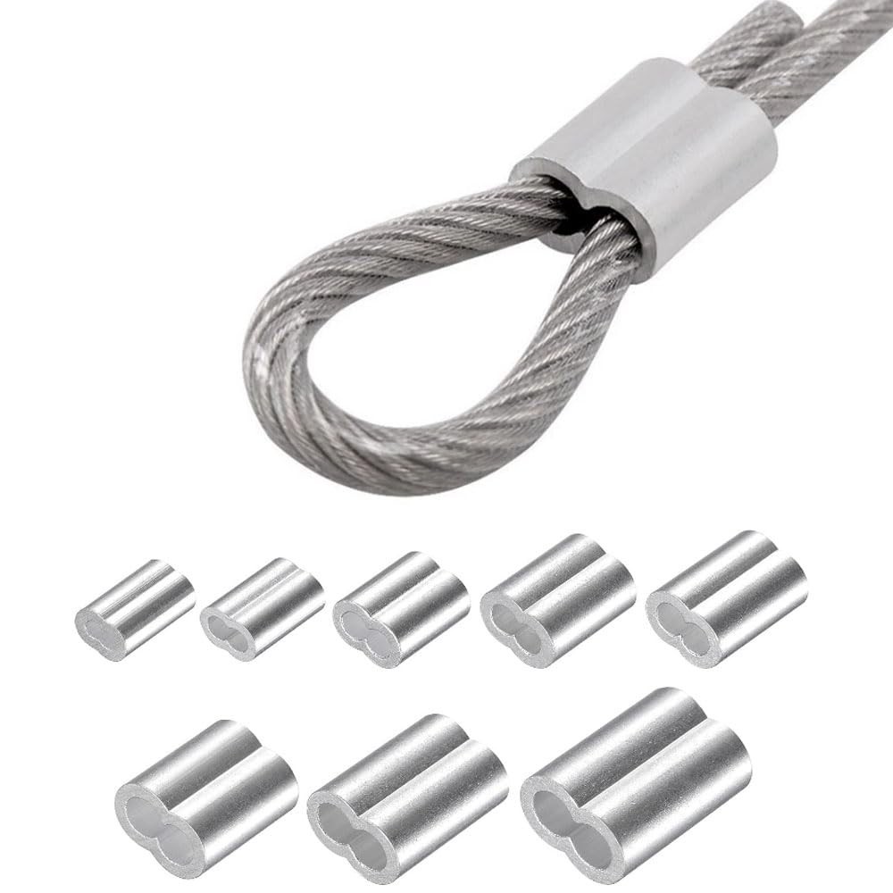 Zangboer 200Pcs 1/16″ Aluminum Crimping Loop Sleeve Cable Ferrules
