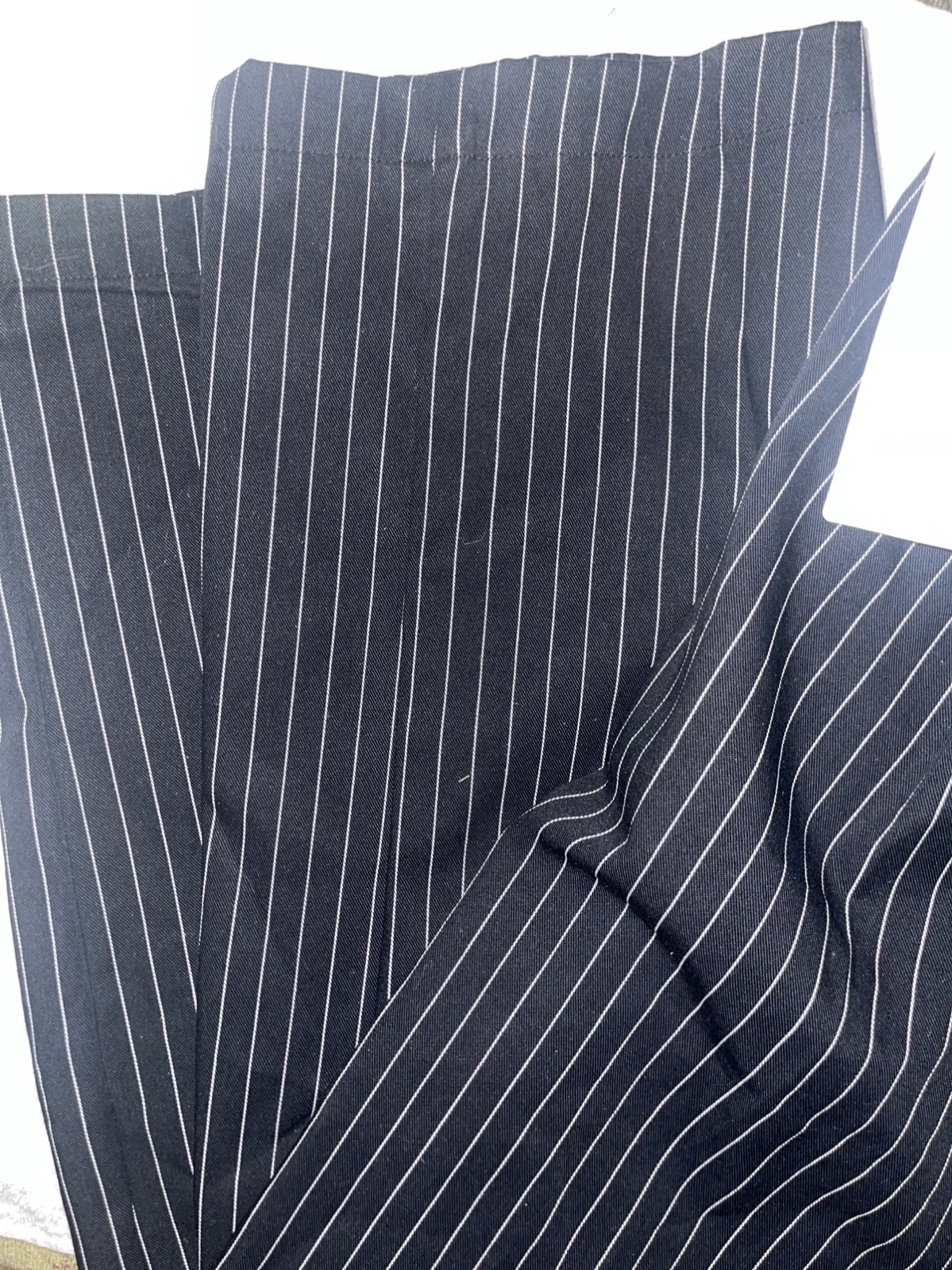 Chef Works Men’s Designer Baggy Chef Pants, Black W/ Wht Pinstripe, XL