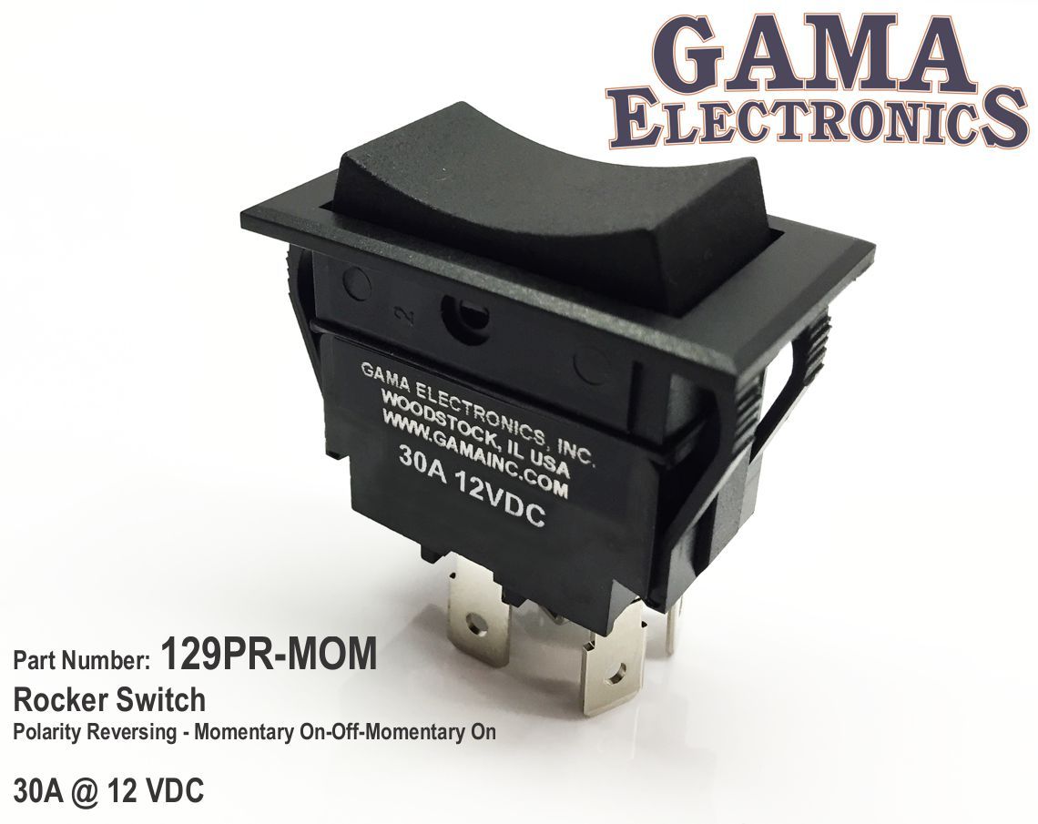 30 Amp Rocker Switch Polarity Reversing DC Motor Control- Momentary – 129-PR-MOM