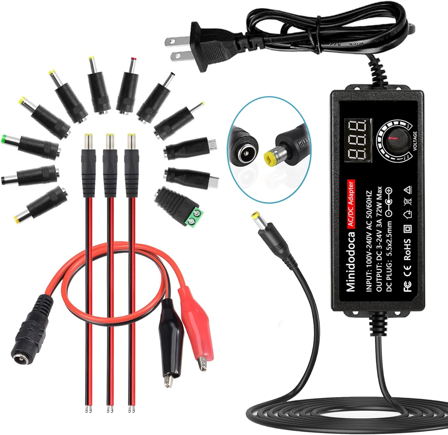 72W Power Supply Adjustable DC 3V ~ 24V Variable Universal Switching ACDC Ad