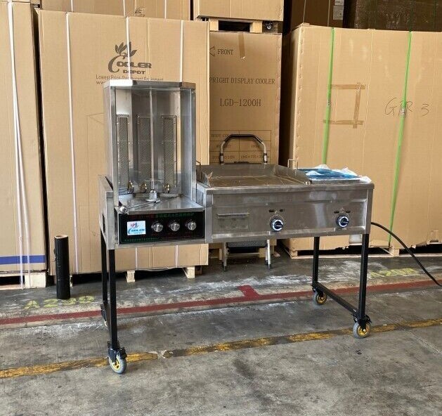 New Taco Cart Trompo Griddle Warmer Shawarma Pastor Gyro Machine Model G24W1R1