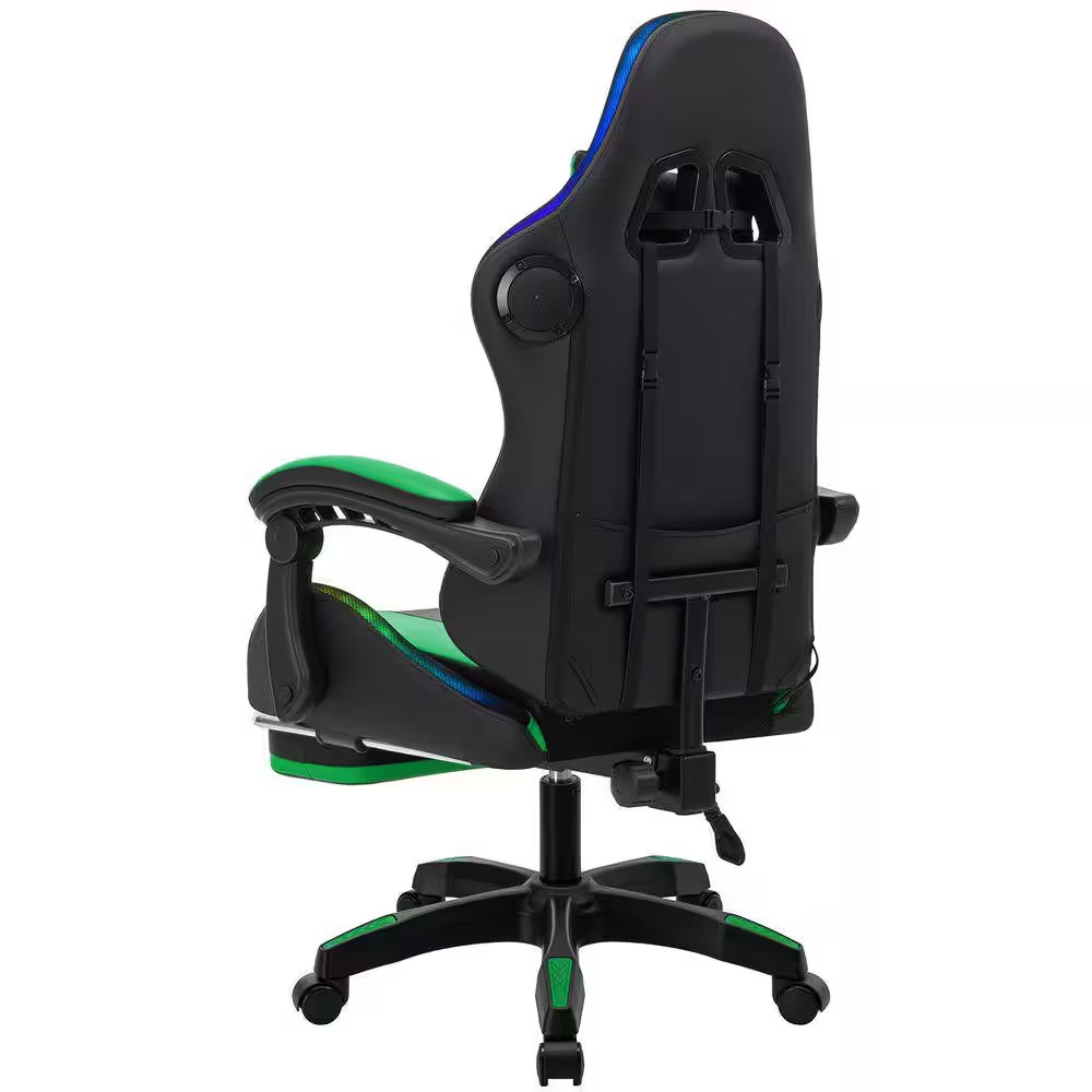 Faux Leather Gaming Chair with Speakers and Massage Ergonomic Music Rhythm LED L