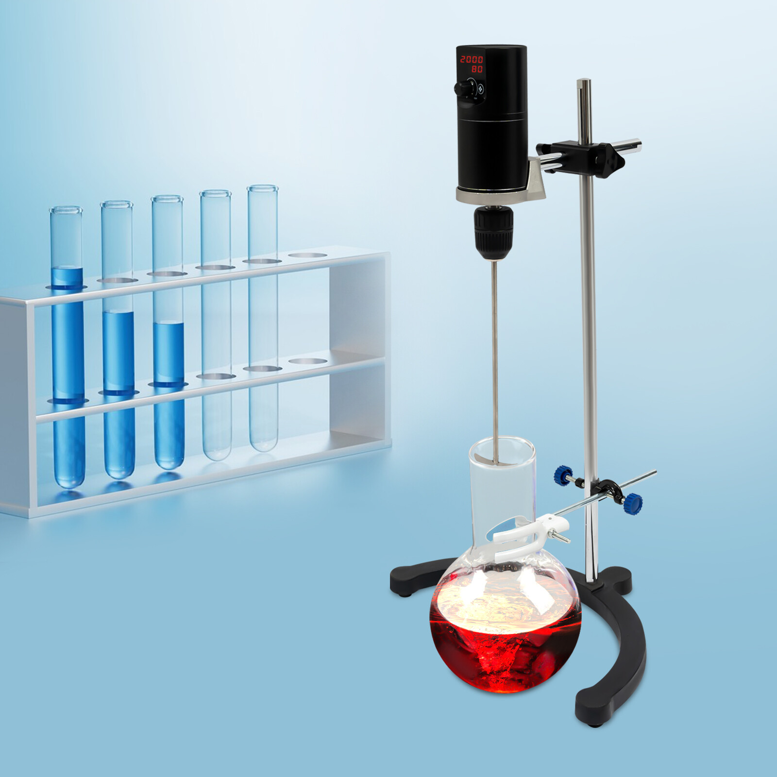 120W Electric Overhead Stirrer Max.40L Digital Lab Mixer Time & Speed Adjustable